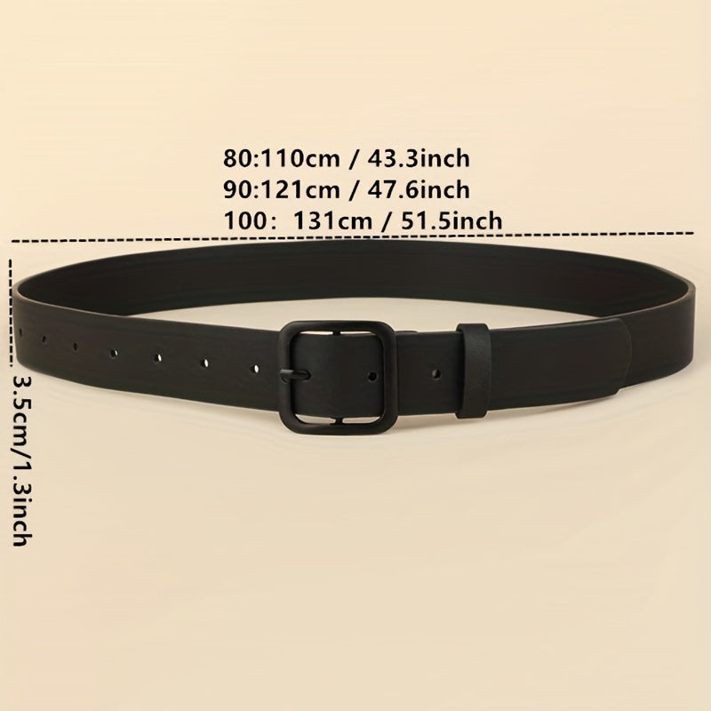 Men's Casual Square Buckle Black Belt