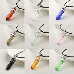 Crystal Hexagonal Column Necklace Pendant