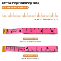 2pcs Tape Measure 60 Inch Soft Pink Retractable Double Scale