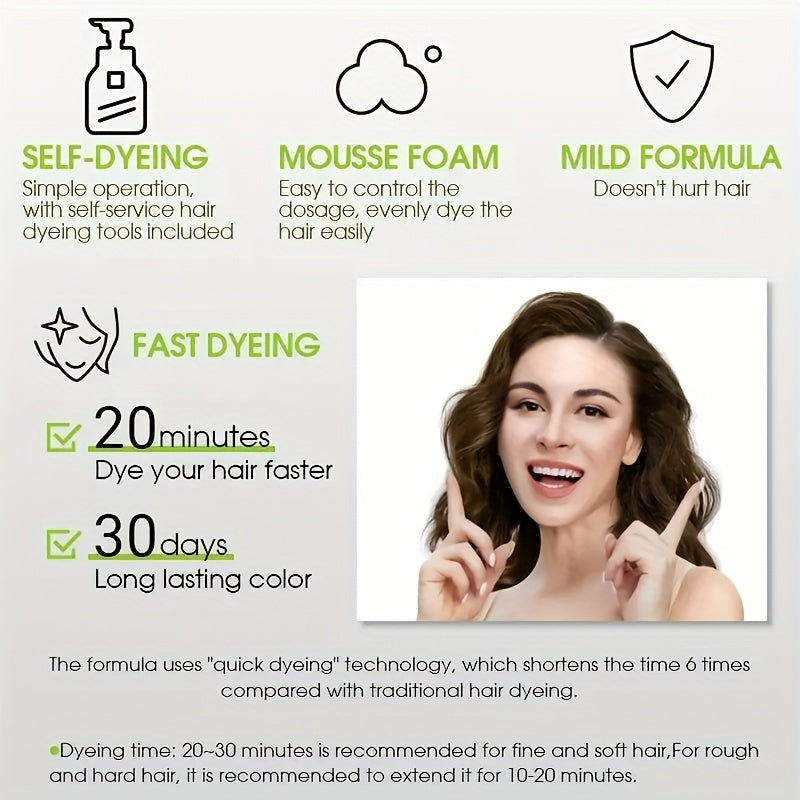 25ml Bubble Hair Dye Shampoo - Natural & Long Lasting - Men & Women - 10pcs