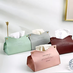 European Style Leather Tissue Box V Mouth Design for Home Living Room & Car