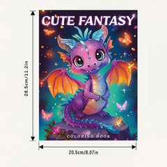 22 Page Fantasy Dragon Coloring Book with Numbered Sections No Bleed Through