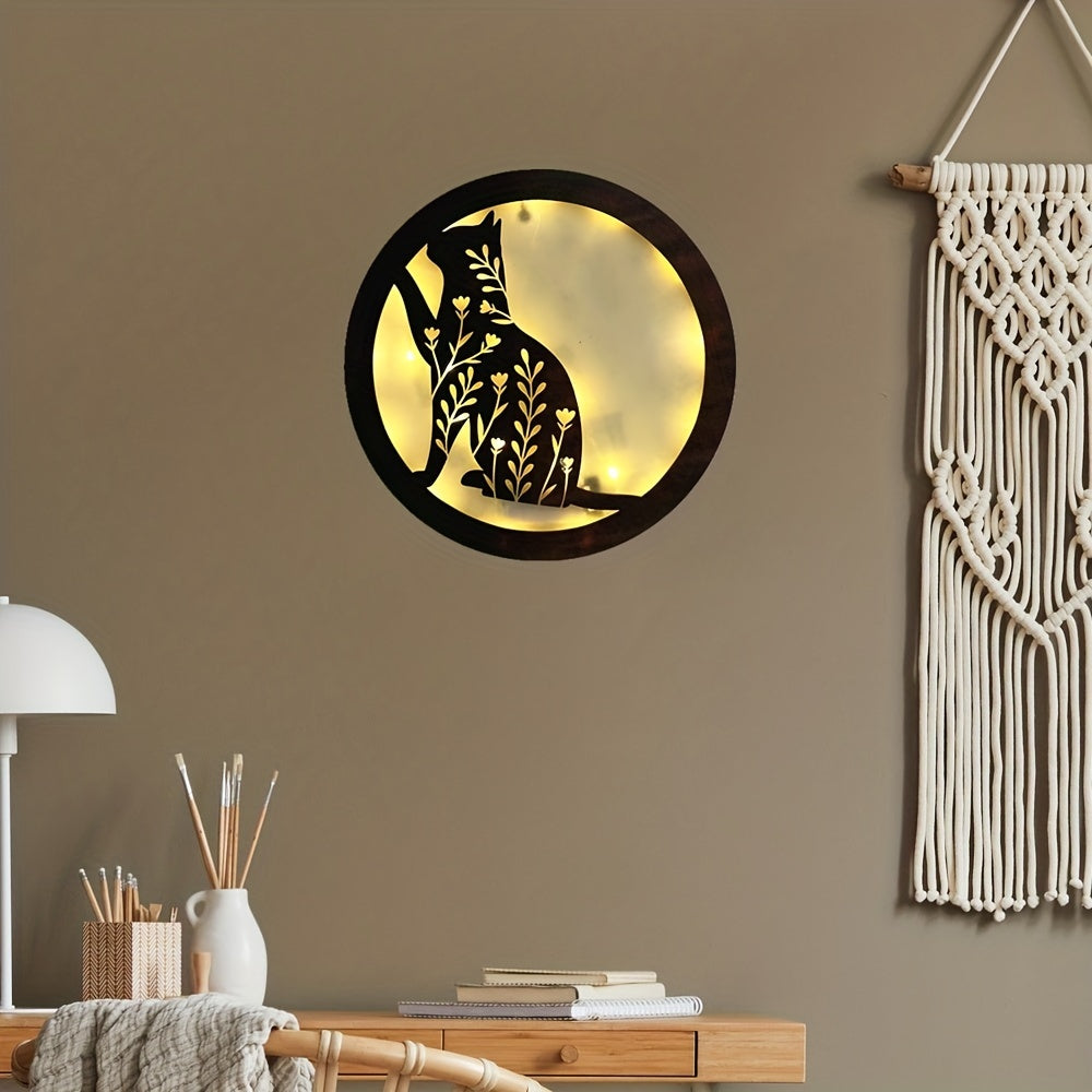 LED Light Carving Fairy Tale Shape Retro Wooden Sign