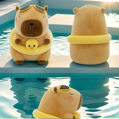 Capybara Plush Toy with Swim Ring & Glasses - Summer Fun Gift