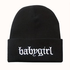 Unisex Babygirl Embroidered Warm Knit Hat for Kids & Teens