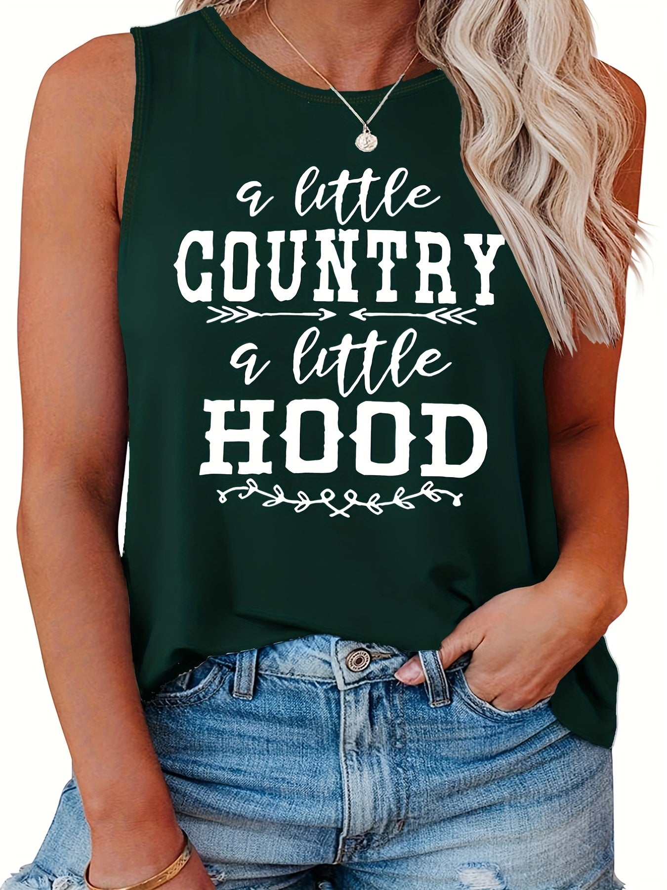  Women's Slogan Print Tank Top