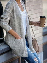  Open Front Cardigan With Pockets
