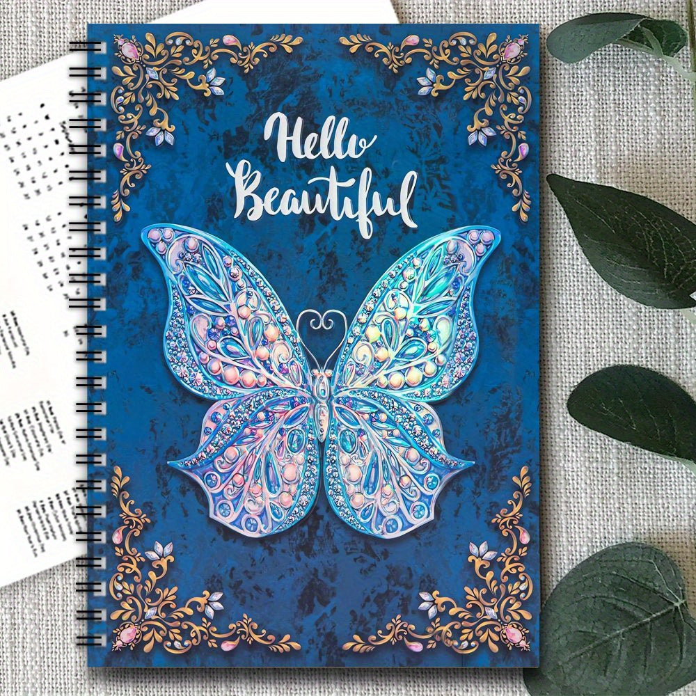 Vibrant Butterfly Spiral Notebook with Pink Illustration