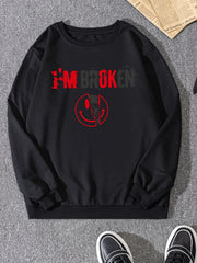 'I'm Broken' Print Sweatshirt Men's Casual Pullover Sweatshirt