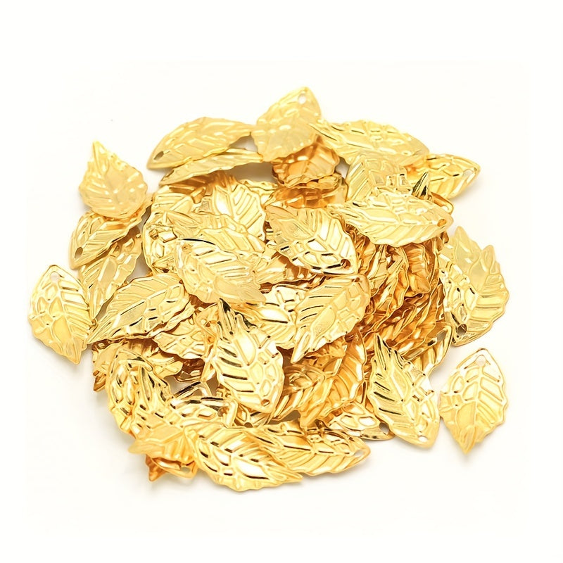 Gold Leaf Shape Pendants Beads for DIY Jewelry - 20/50/100 pcs