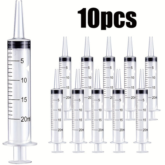 10pcs Large Plastic Syringes with Tip Cap for Scientific Labs