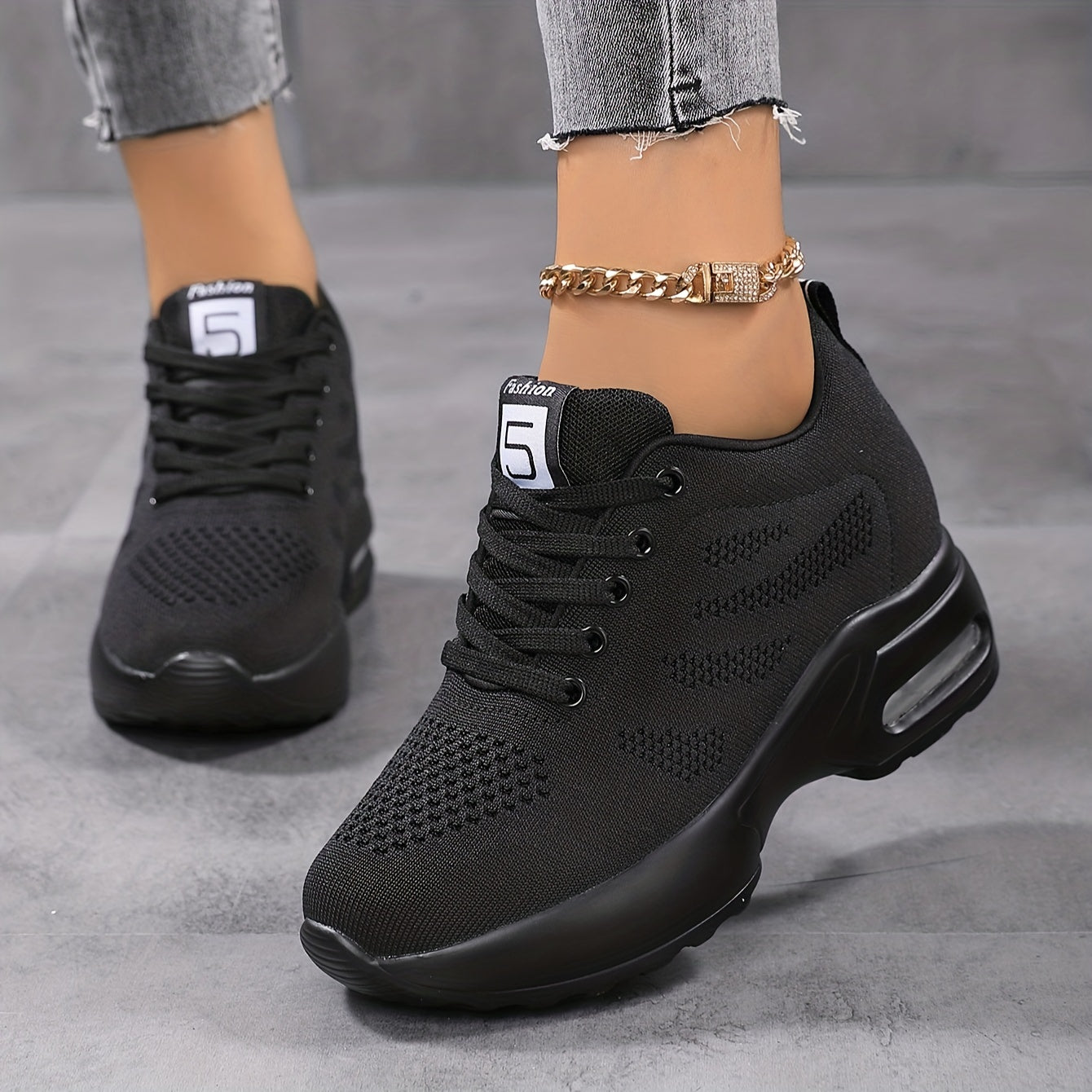 Women's Air Cushion Platform Sneakers with Hidden Heel