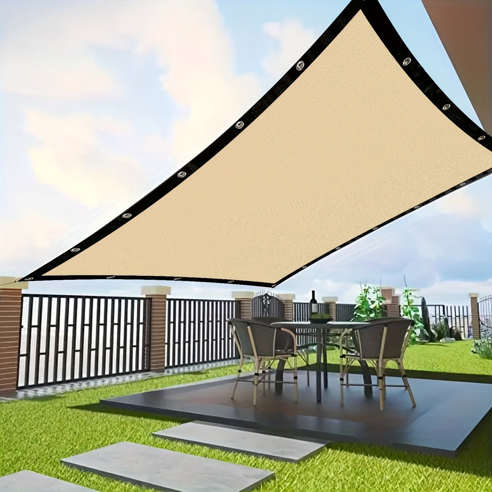 Beige Sunshade Sail for Outdoor Activities