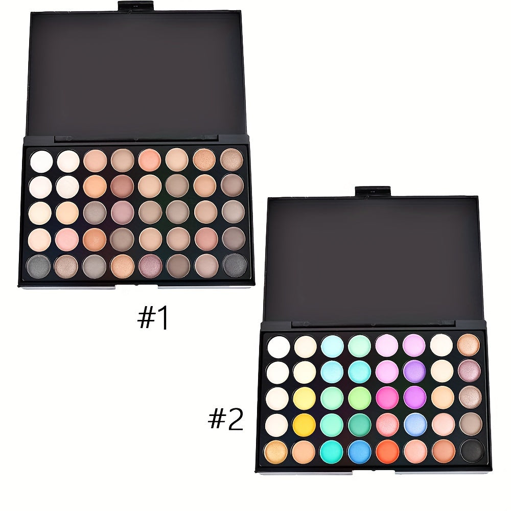 40 Colors Eyeshadow Palette Matte Rainbow Tone Cosmetics with 10pcs Brushes
