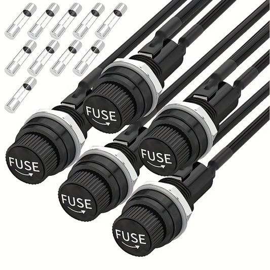 5x20mm Panel Mount Fuse Holder 12V DC 250V AC Screw Cap Fuse Holders