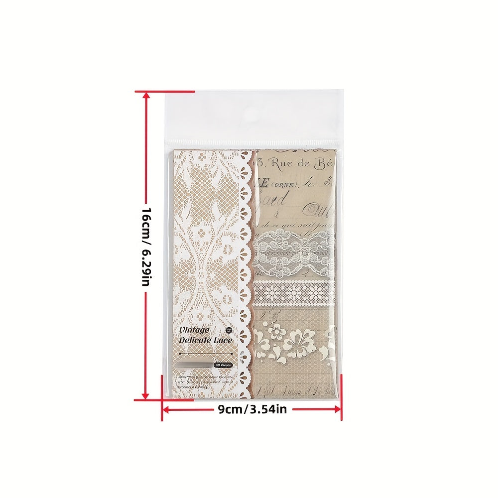 30pcs Lace Story Series Journal Diary Decoration Material Pack Non Self Adhesive