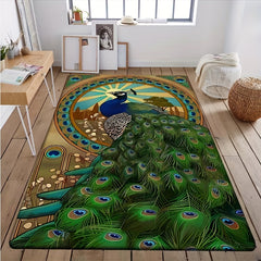 Peacock Printed Non Slip Carpet Soft Living Room Animal Floor Mat
