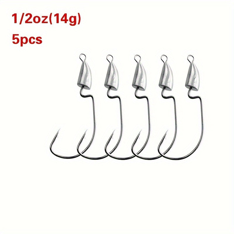 5pcs Bullet Lead Head Hooks Soft Worm Hooks