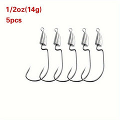 5pcs Bullet Lead Head Hooks Soft Worm Hooks