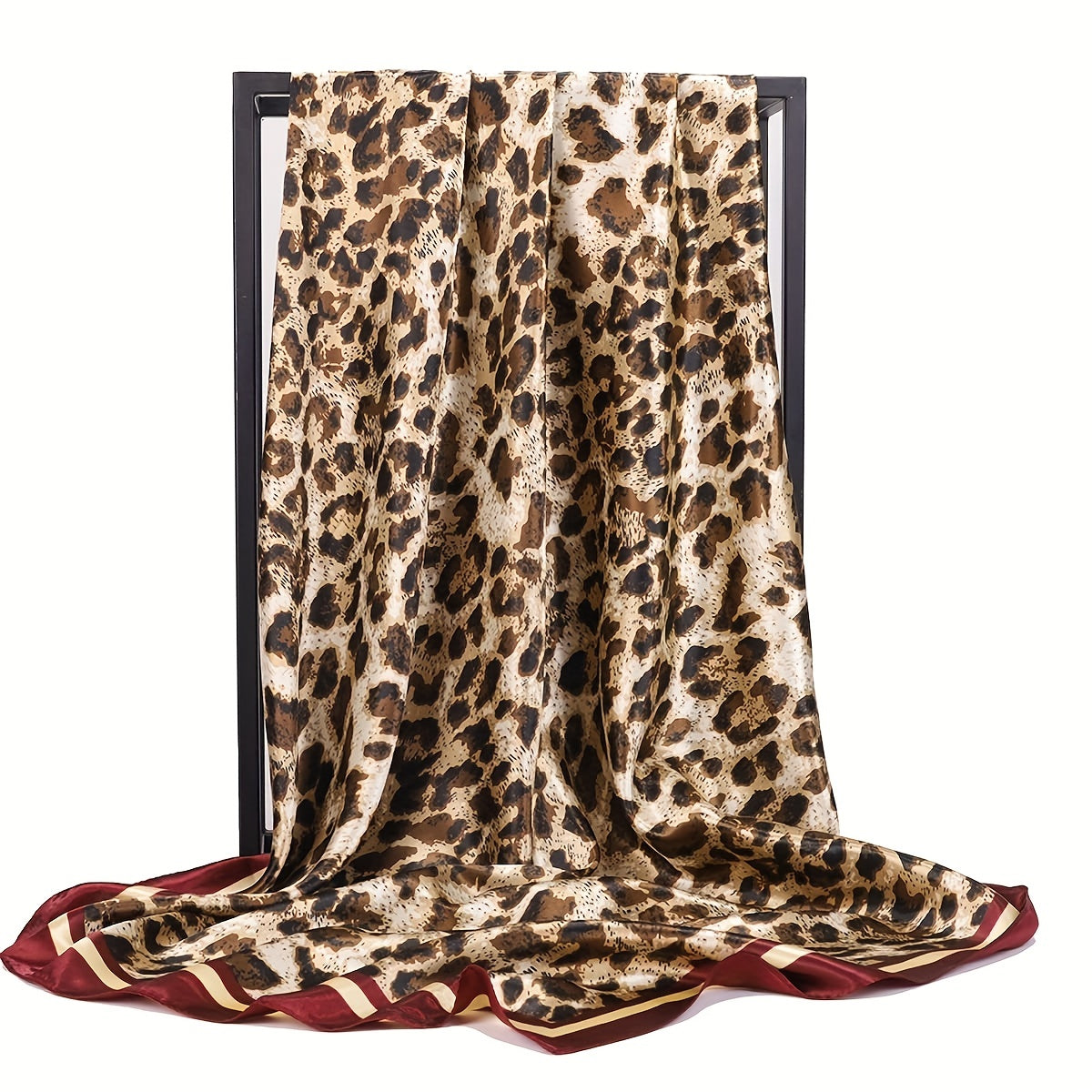 Leopard Printed Headscarf Satin Square Scarf Bandana Silk Feeling Headband