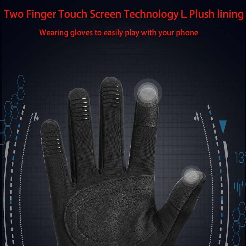 Men's Windproof Waterproof Cycling Gloves Fleece Lining Touch Screen Warm Gloves