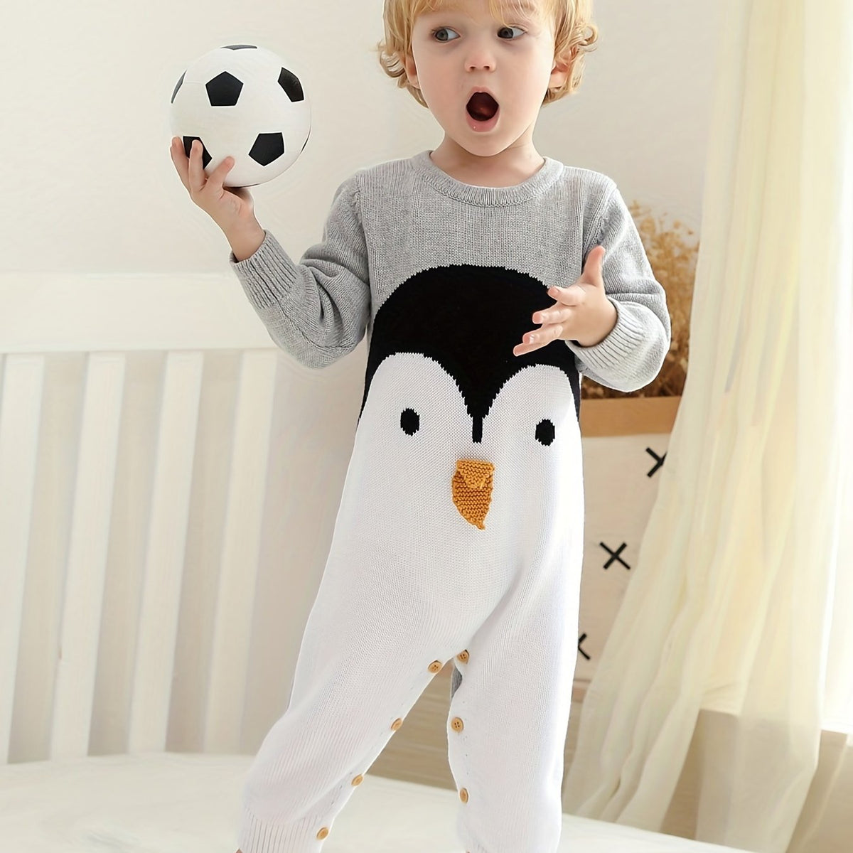 Baby Cartoon Jacquard Footed Romper
