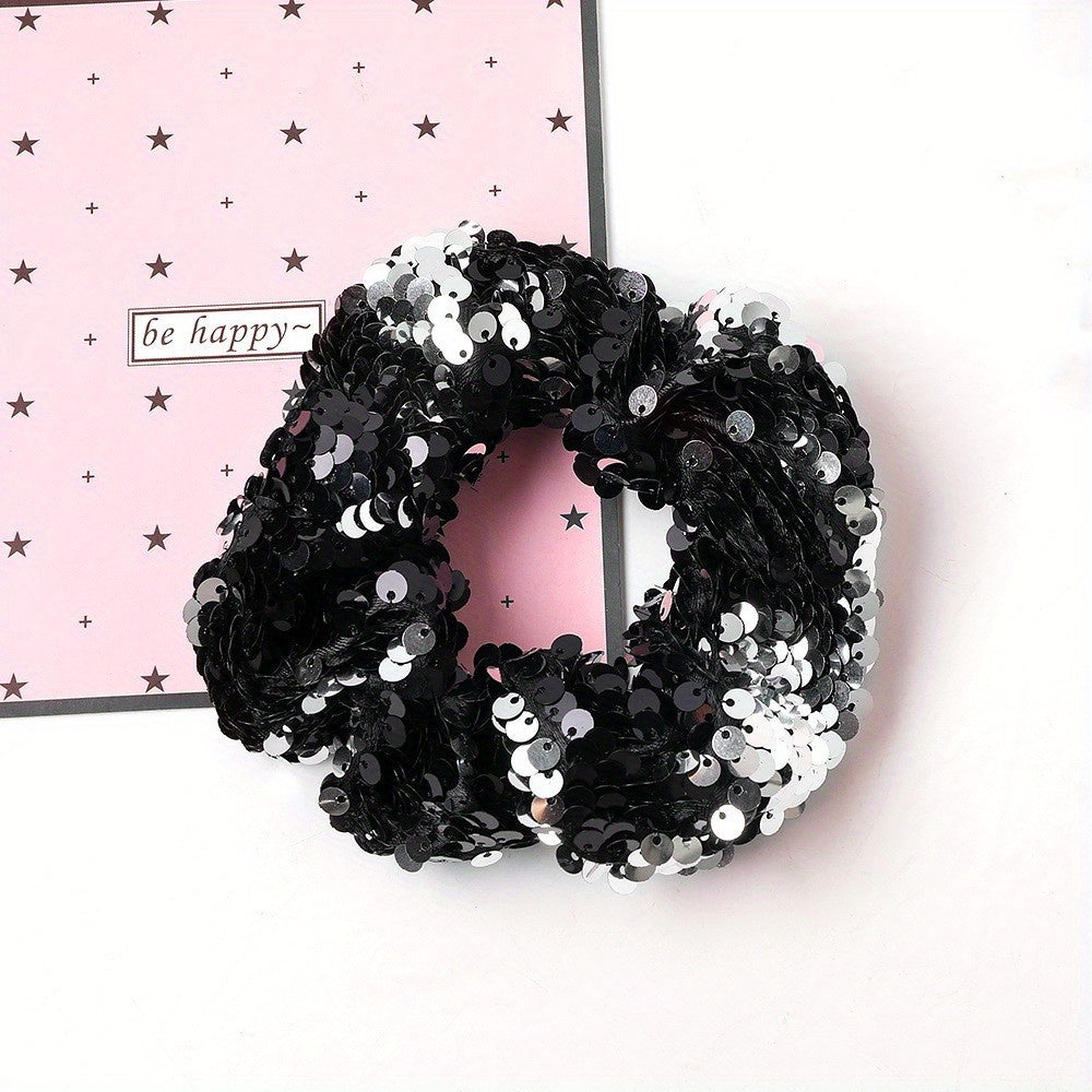 Sequin Hair Tie Scrunchie Ponytail Holder Elastic Hair Rope