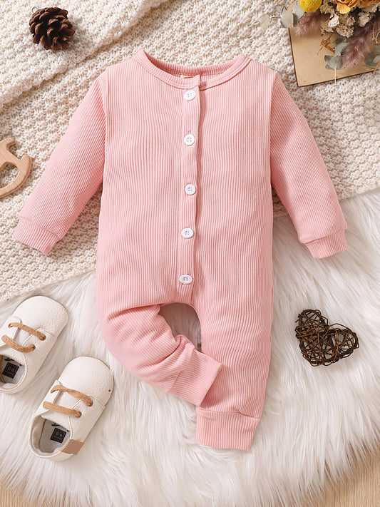 Kids Winter Jumpsuit Solid Cotton Long Sleeve Casual