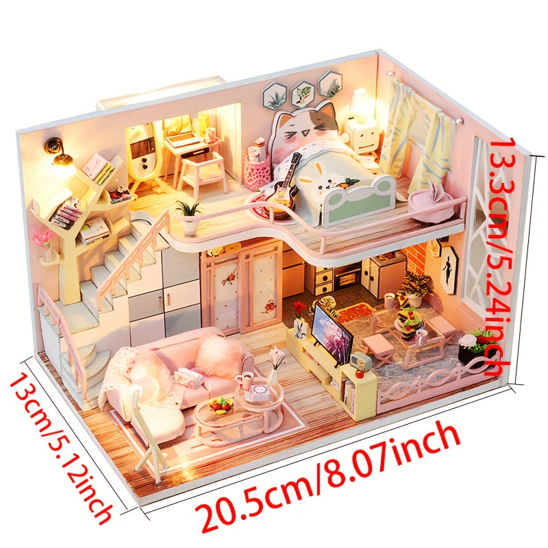 Book Corner Kit DIY Mini Dollhouse Modern Loft 3D Puzzle Souvenir Gift