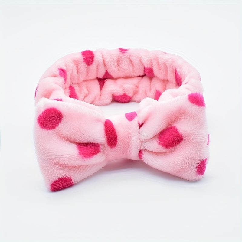 Polka Dot Bow Headband for Face Washing Skincare Spa