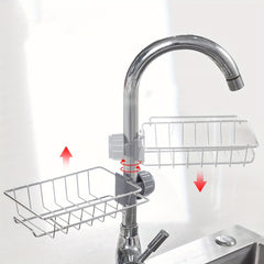 Stainless Steel Faucet Sponge Holder Kitchen Sink Caddy Organizer