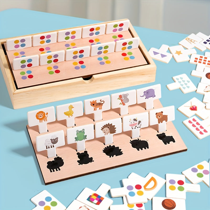 Wooden Recognition Box Educational Puzzle with Number Matching Shape Sorting