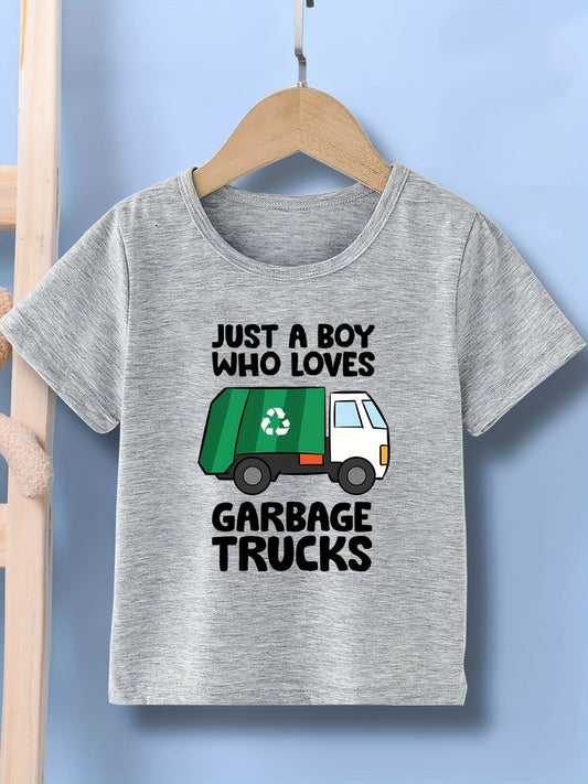 Garbage Truck Lover Tee Boys Short Sleeve T-Shirt Casual Summer Wear Kids Clothe