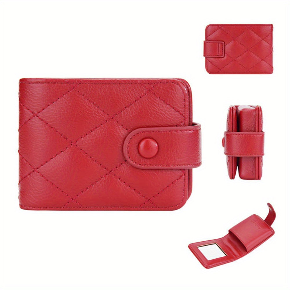 Quilted Flap Lipstick Bag Argyle Pattern with Mirror