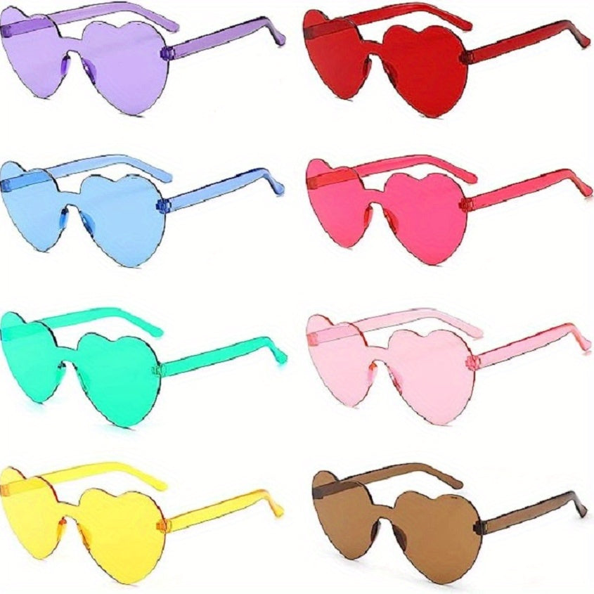 10pcs Candy Heart Sunglasses One piece Decorative Sun Shades Summer Beach Party