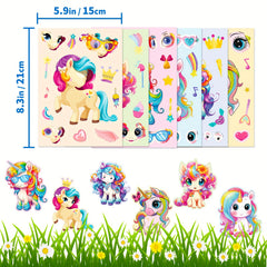 Cartoon Pony Puzzle Stickers Set DIY Creative Interchangeable Face Decals