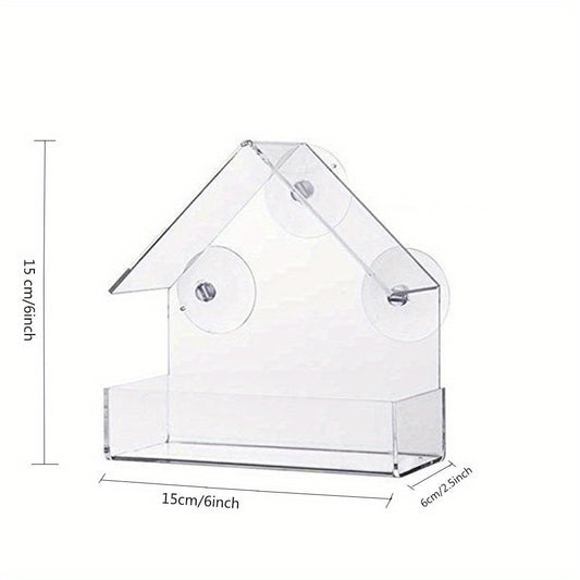 Acrylic Bird Feeder Travel Cage Adsorption Bird Feeder