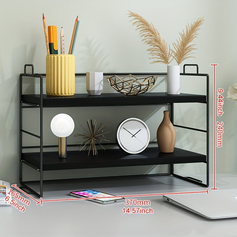 Desktop Rack Desk Storage Double Layer Shelf Office Dormitory Cosmetic Finishing