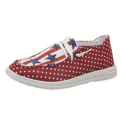 Women's Star & Striped Canvas Loafers Polka Dot Slip-On Shoes