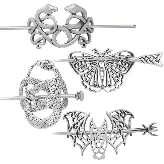 Vintage Viking Style Hairpin Tree Of Life Barrette Silvery Hairpin