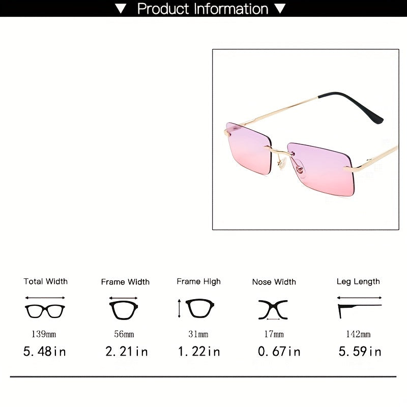 Rimless Sunglasses Metal Temple UV400
