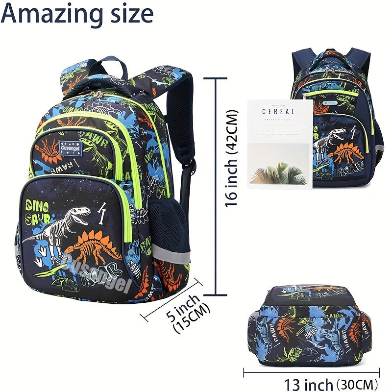 3pcs Luminous Dinosaur Backpack Set Schoolbag With Pencil Case & Lunch Bag