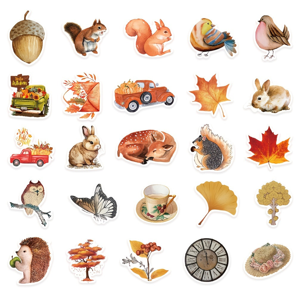 50pcs Autumn Forest Phone Case Graffiti Stickers Waterproof DIY Decoration