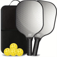 USAPA Approved Carbon Fiberglass Pickle Ball Paddle Set With 4 Balls