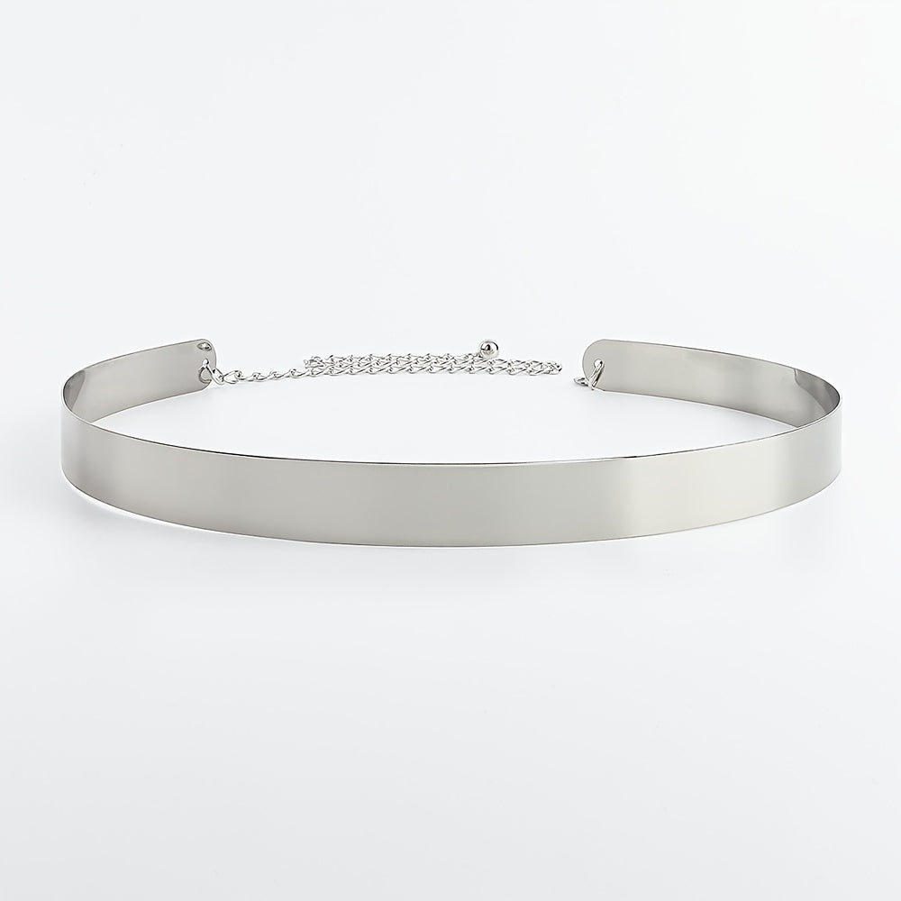 Women's Adjustable Chain Metal Belt Mirror Like Gleam Bold Design