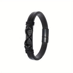 Vintage Leather Braided Charm Bracelet Figure 8 Never Fade Men And Women Jewelry