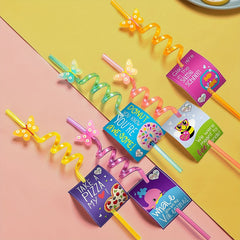 25pcs Reusable Butterfly Straws for Birthday Party with 2 Cleaning Brushes