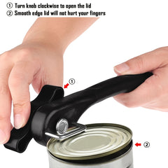 Easy Grip Manual Can Opener with Safety Lid for Kitchen Use