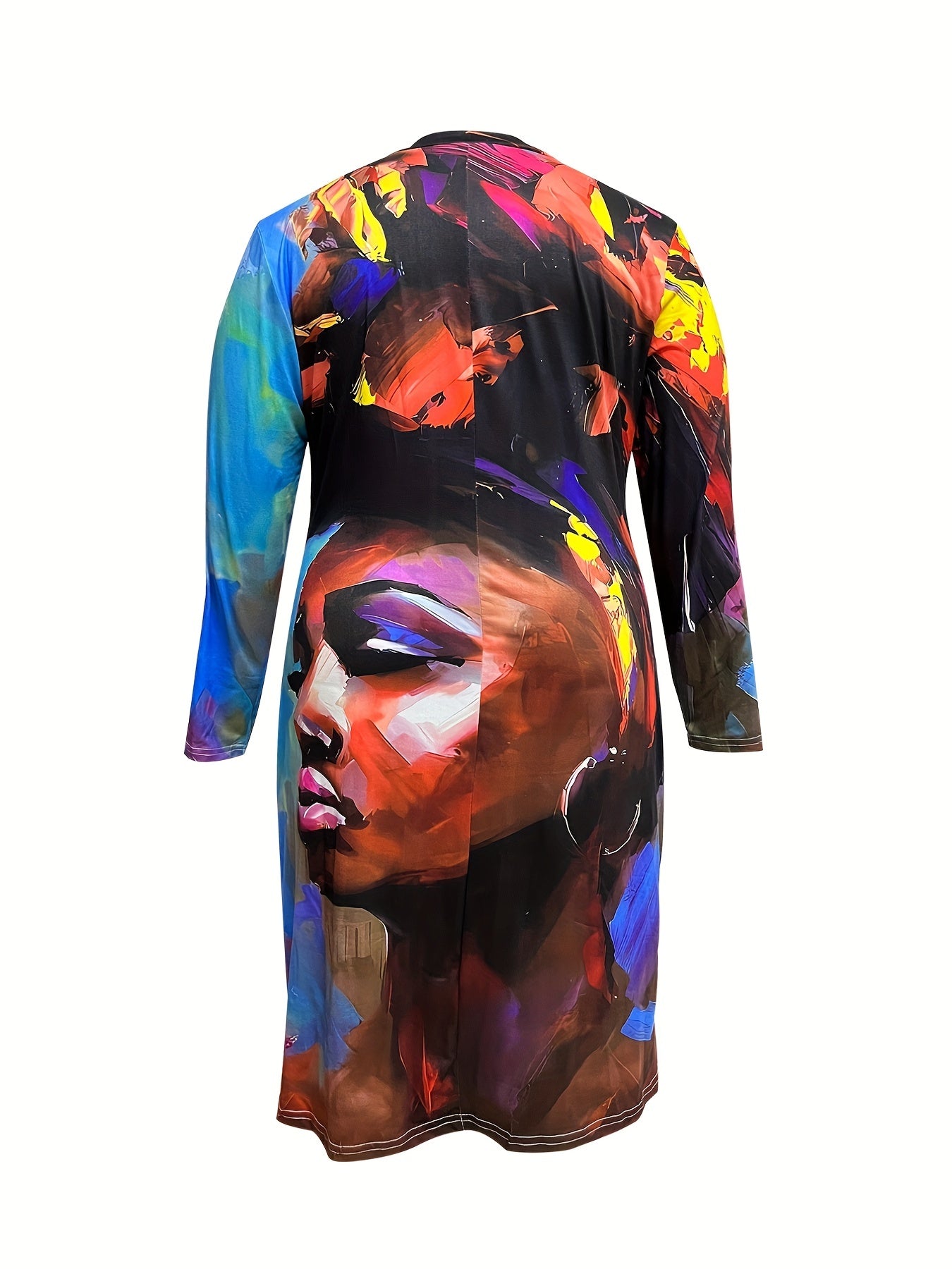  Figure Print V Neck Tee Dress