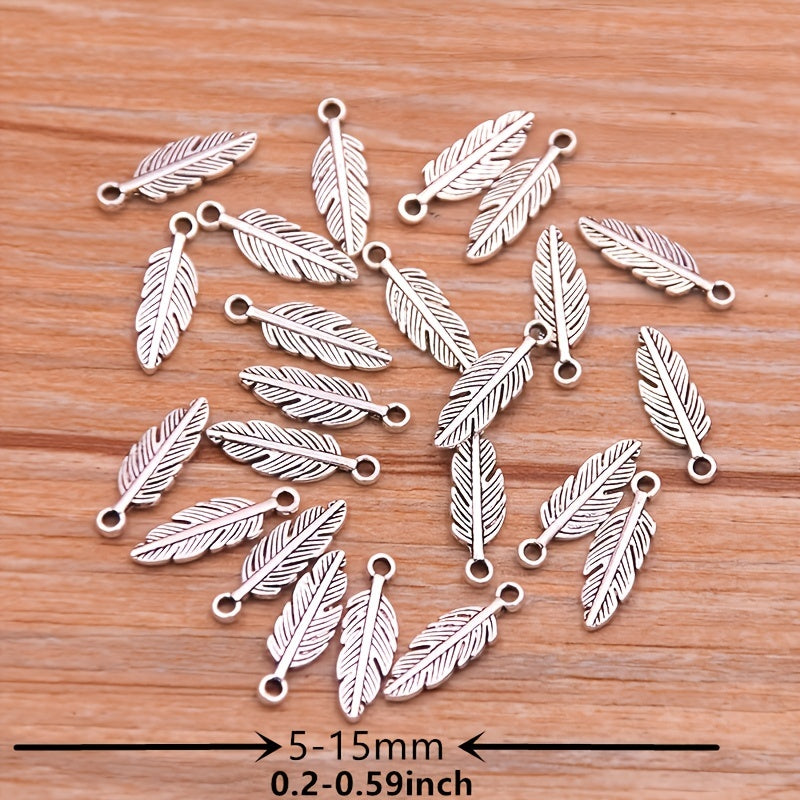 30pcs Feather Charm Pendant for DIY Key Chain Sweater Bracelet Necklace